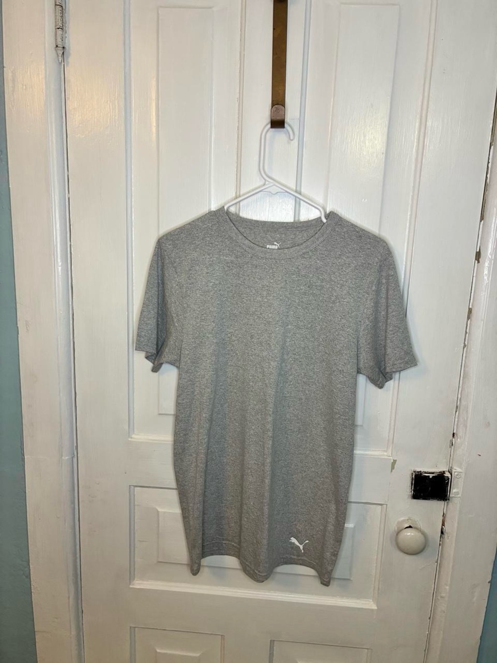 Puma Gray Short Sleeve Crewneck Tee with Subtle Logo